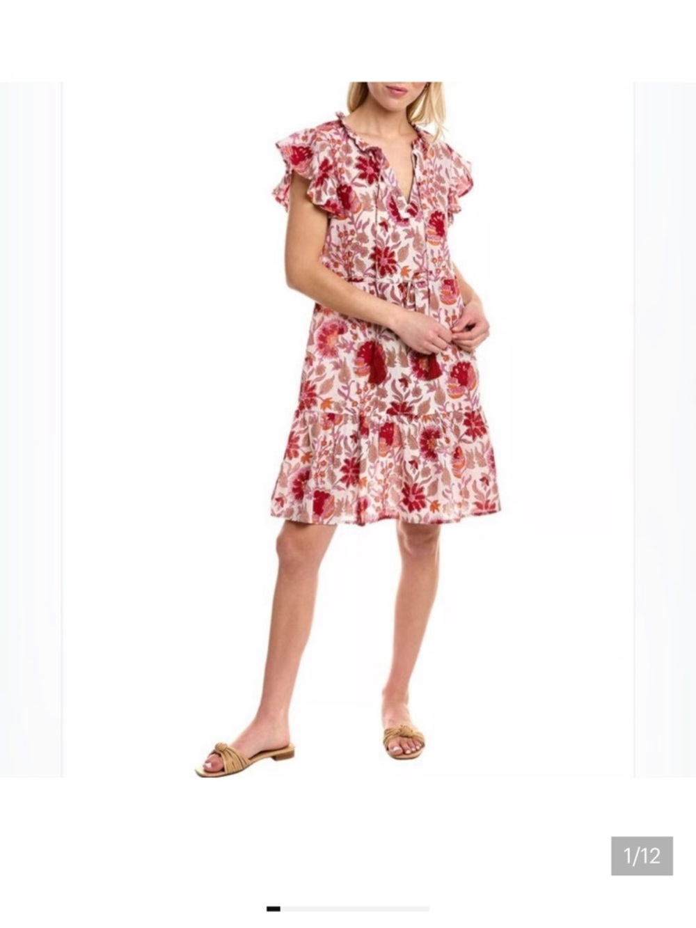 Jude Connally Red and White Floral Mini Dress
